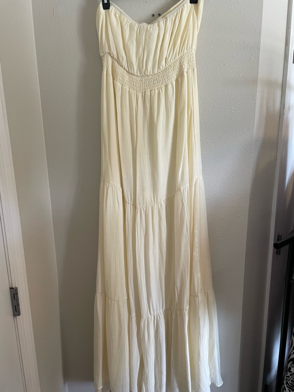 NWT Fashion Nova Talkin’ Brunch Strapless Wide Leg Jumpsuit XL Off White Boho - Picture 5 of 10